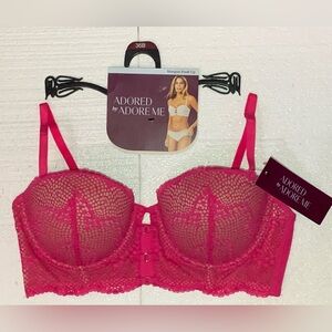 Women’s Morgan Natural Lift Lace Push Up Bra Adored by Adore Me Pink 36B